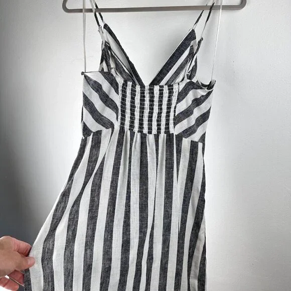 NWT Infinity Raine Love Tree Linen Button Up Stripe V Neck Dress, Size M - Picture 9 of 14